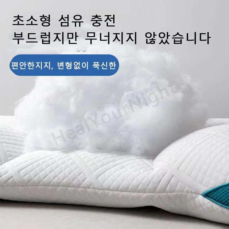 Down Fiber Filled Sleeping Pillow Korea Style Cervical Pillow Orthopedic Soft Pillow Neck Protection Cushion 40X58cm 1PC Bedding