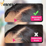 YAWAWE Pre-Bleached Knots Glueless Wig Ready To Wear Wigs Straight Pre-plucked Human Hair Bob Wigs Pre-cut HD Lace Wear Go Wigs