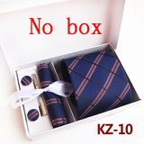 Ties For Men Luxury Tie Set Gift Box Jacquard Necktie Pocket Square Clip Cufflinks Handkerchief Corbata