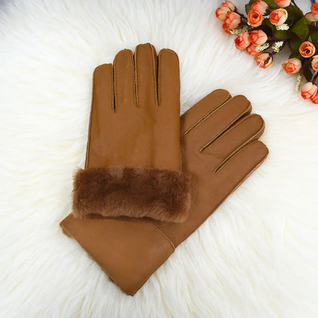 Natural Sheepskin Gloves for Men Winter Warmth Fur Integrated Thicken Outdoor Windproof Cycling Gloves Men's Sheepskin Перчатки