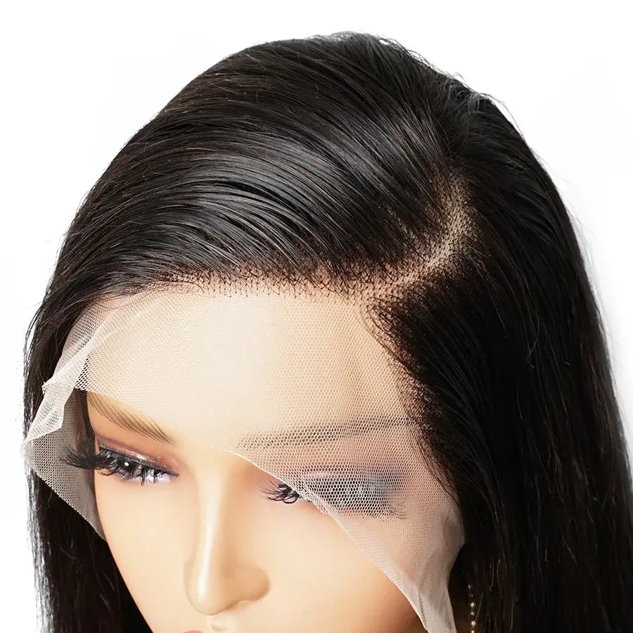 8-20 inch Straight Lace Front Wig Human Hair Wigs For Women Pre-Plucked Transparent Lace 13x4 Free Part Natural Black Bobbi