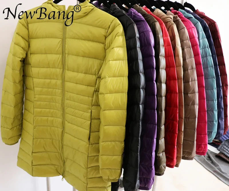 7XL 8XL Plus Long Down Jacket Women Winter Ultra Light Down Jacket Women With Hooded Down Coat Female Big Size Coats