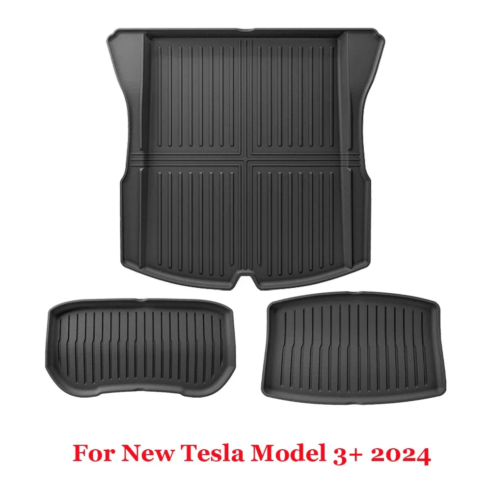 For 2024 New Tesla Model 3 Highland Floor Mats TPE All Weather Front Rear Cargo Liner Mat, Waterproof Anti-Slip Mats Accessories