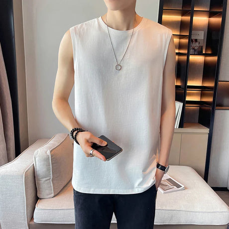 Mens Tank Top Cotton Sleeveless blouse Casual Vest Men Bodybuilding Bottoming Undershirt Camiseta Sin Mangas Deporte Hombre