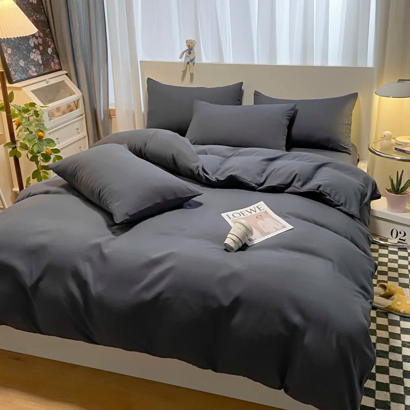 Gray Home Textile Comforter 100% Cotton Duvet Cover Set Bedding Sheet Quilt Cover Pillowcase Soft Breathable Bedspread Bed Linen