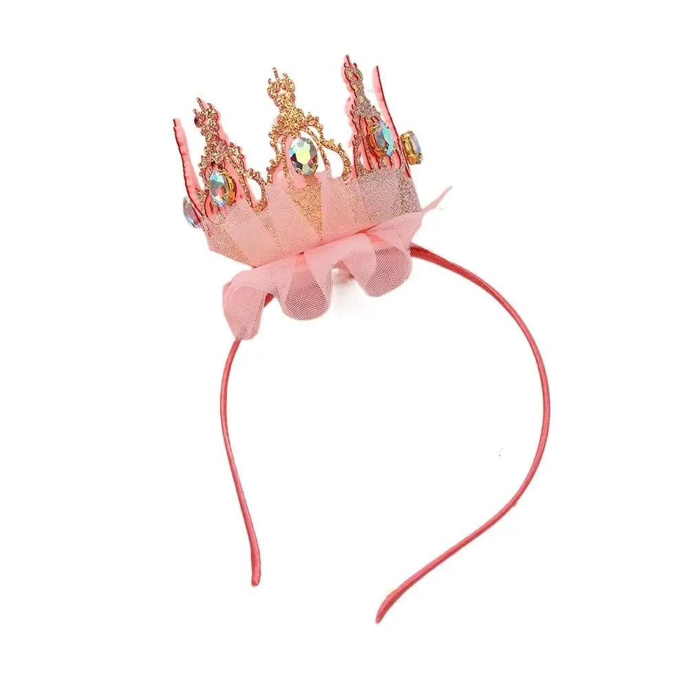 Korean Style Girl Cute Crown Headband Kids Fashion Rhinestones Mesh Hairband Princess Fairy Hair Accessories