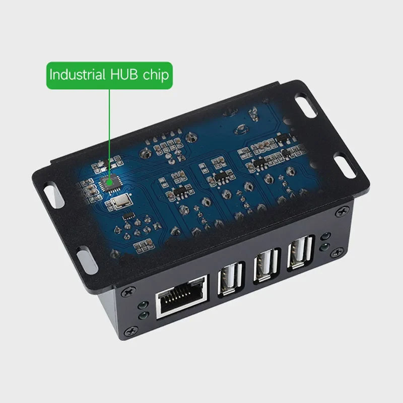 Industrial Grade Multifunctional USB HUB Extending 3 x USB Ports + 100M Ethernet Port Network ESD Over Current Protection