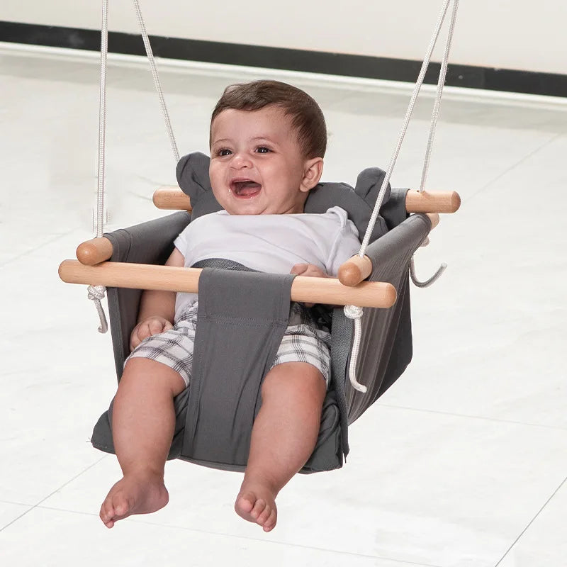 Multifunctional Wood Cloth Baby Swing Hanging Basket Young Kids Toy Baby Swing Patio Swings