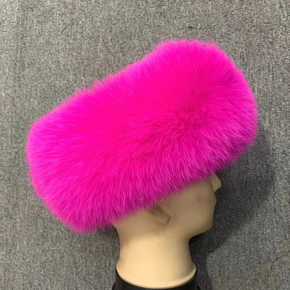 Winter Fashion Elastic Headband Fox Fur Headwear Racccoon Fur Women's Fluffy Real Fur Band S8300