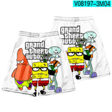 Anime Patrick Star shorts Boys Sports Shorts Fitness Basketball Beach Pants Squidward Tentacles Travel College Casual Gym shorts