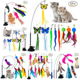 Interactive Cat Toy Handfree Cat Stick Playing Kitten Playing Teaser Wand Toy Suction Cup Bird/Feather Cat Wand Toys Set