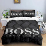 H-Hugo Boss Logo Print Bedding Sets Exquisite Bed Supplies Set Duvet Cover Bed Comforter Set Bedding Set Luxury Birthday Gift