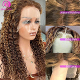 32 Inch Highlight Wig Human Hair 13x6 Water Wave Honey Blonde Lace Frontal Human Hair Wigs for Women Curly Wave Lace Front Wig