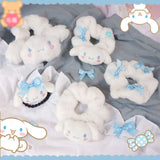 Kawaii Lolita Hairpin Cinnamoroll Sanrio Plush Cartoon Cute Hair Tie Bow Headwear Rubber Band Girls Jk Hair Ring Head Rope