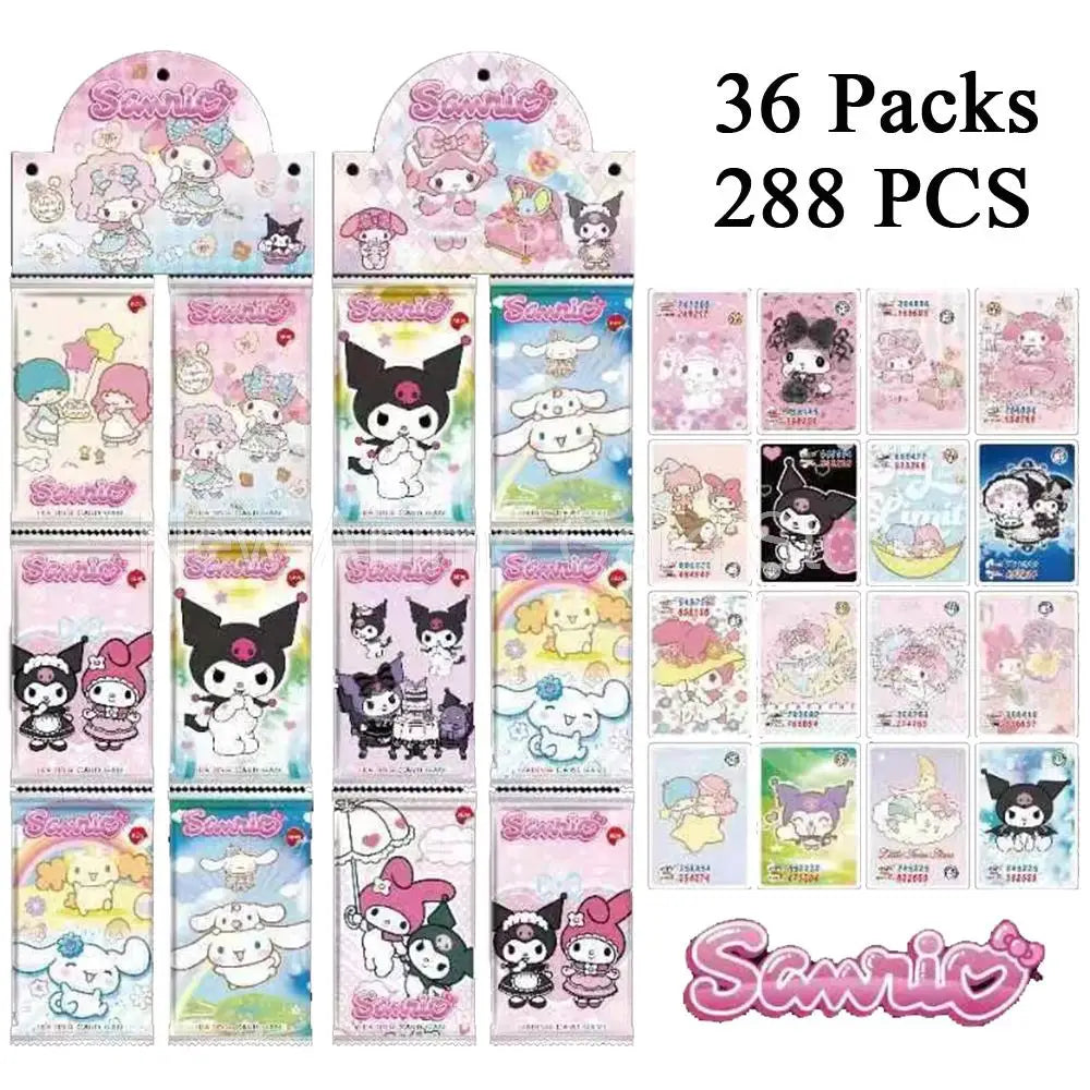 288 PCS Sanrio Card Hello Kitty Trading Card Game Pompom Purin My Melody Booster Box Cartoon Cute Collection Toy Children Gifts