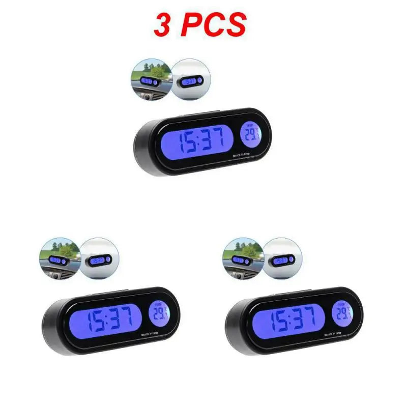 1~10PCS Car Mini Electronic Clock Time Watch Auto Dashboard Clocks Luminous Thermometer Black Digital Display Car Accessories