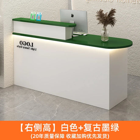 White Stylish Reception Desks Corner Light Bar Office Checkout Reception Desks Beauty Salon Mostrador Commercial Furniture