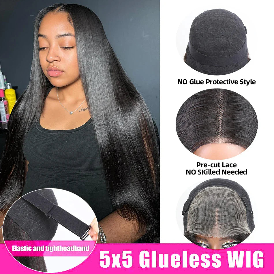 Luvin 30 Inch HD Transparent Straight 13x4 13x6 Lace Front Human Hair Wigs 250% Remy Brazilian 5x5 Closure Wig For Women