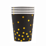 Stamping black polka dots disposable birthday party tableware sets paper cups paper plates pull flags decorative arrangements