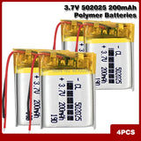 Chinese 502025 3.7v lithium ion battery 200 mah Li polymer battery for portable MP3 MP4 GPS remote controllers