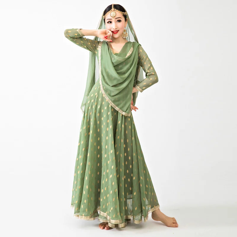 Salwar Kameez Dress Beautiful Ethnic Style Silk Bronzing Indian Dress Indian Women's Sari Anna Dance Performance