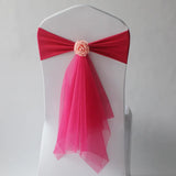 10pcs/lot Stretch Organza Chair Sash with Rose Ball Wedding Decoration Spandex Artifical Flower Fit All Birthday Party Show