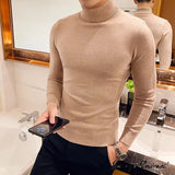 Autumn Mens Turteneck Sweatshirt Warm Solid Color Slim Men's Casual Pullover Sweater Men Winter Clothing