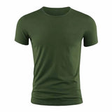 Men's Basic T-shirt Solid Color Short Sleeve Tee Summer Plain Casual Gym Muscle Crew Neck Slim Fit Tops T Shirts Male Clothing