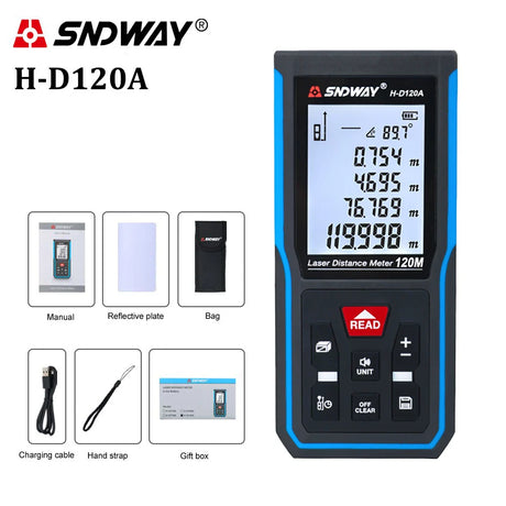 SNDWAY Laser Distance Meter Digital Rangefinder Mini Laser Tape Measure Range Finder Professional M/In/Ft Laser Measuring Meter