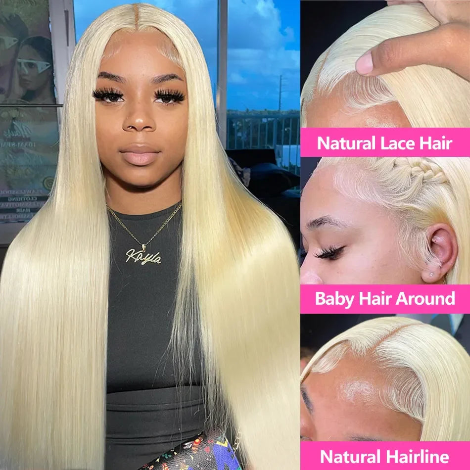 250 Density 30 36 Inch 613 Blonde Straight 13x6 HD Lace Frontal Wig For Women Brazilian 13x4 HD Transparent Lace Frontal Wig