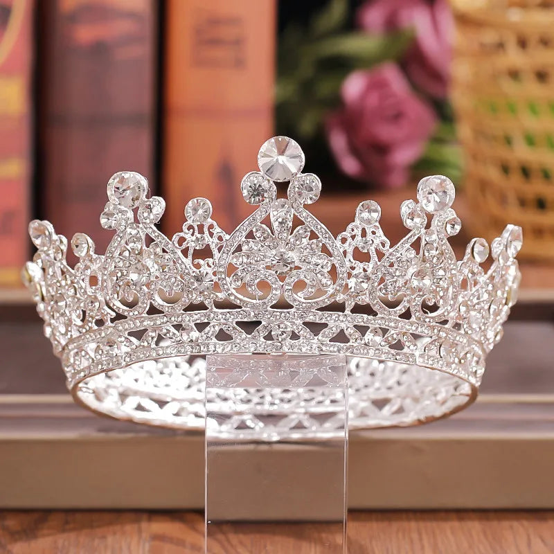 Crystal Rhinestone Round Crown Tiara Hair Jewelry Wedding Hair Accessories Bridal Hair Jewelry Queen Party Crown And Tiaras Gift