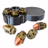 7Pcs Bullets Dice Set Role Playing Dice with Dice Base D6 Bullets Dice Set Pub Entertainment Game Props for DND Game Accessories