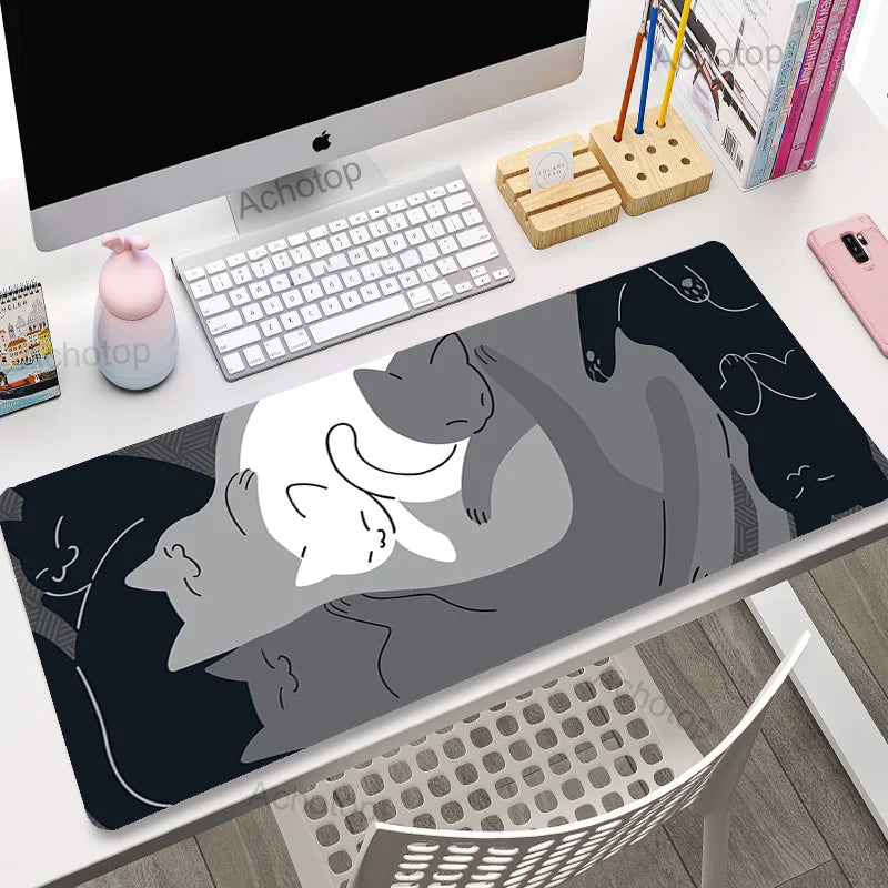 Cute Japan Cat Mouse Pad Large Gamer Mousepad DeskMat Computer Gaming Accessories Art Carpet 900x400 Play Mats Anime Office Mat