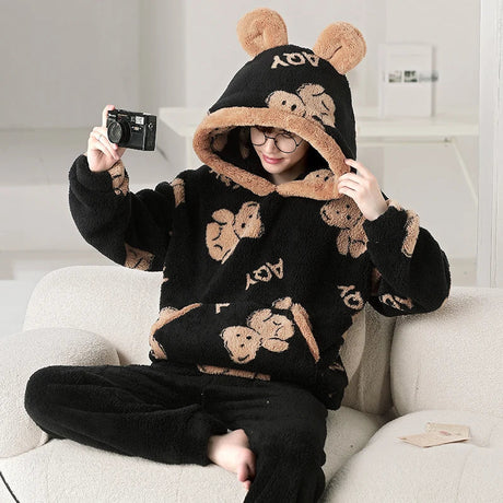 2023 Men Winter Pajamas Sets Coral Fleece Pyjama Cozy Warm Homewear Pijama Hombre Nightwear Suits Sleepwear Large Size Nightgown