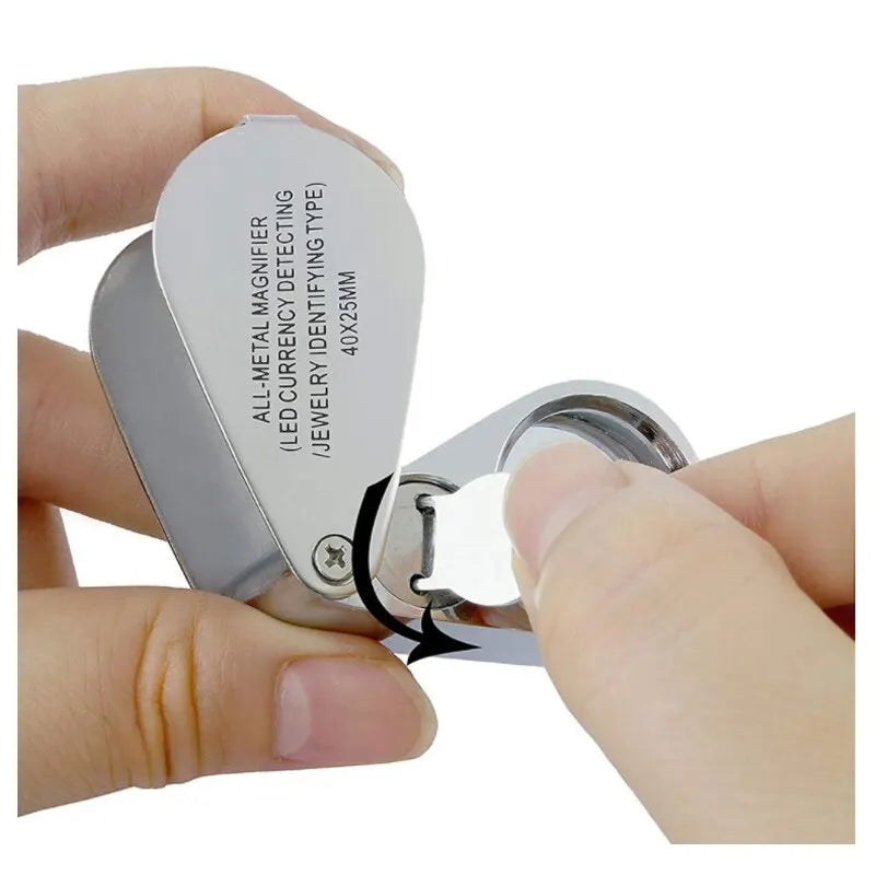 High Magnification Jewellery Magnifier Antique Appreciation Handheld With Led Money Inspection Light 40x Pocket Magnifier