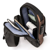 Anti-theft Tape Bag Portable Backpack with USB Charging Port Male PU Shoulder Outdoor Sports Crossbody Bag Men Fashion Chest Bag