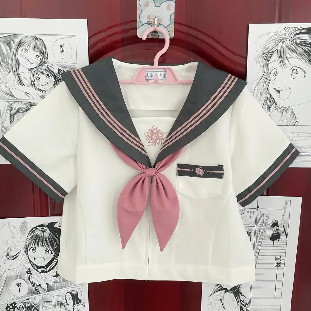 JK uniform suit Japanese college style sweet long and short-sleeved sailor suit pleated skirt Fashion School Uniform