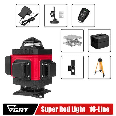 Laser Level Red Line Self Leveling 360 Horizontal And Vertical Super Powerful 8/12/16 Lines Laser Level with Rotaty Base