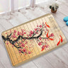 Chinese Style Red Plum Fish Bamboo Printing Bath Mat Bedroom Kitchen Non-Slip Carpet Toilet Cover Rug Flannel Shower Room Decor