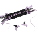 Gothic Black Bat Evil Hairpin Headband Halloween Cosplay Lace Hair Clip Girl Women Lolita Hair Accessories B2281