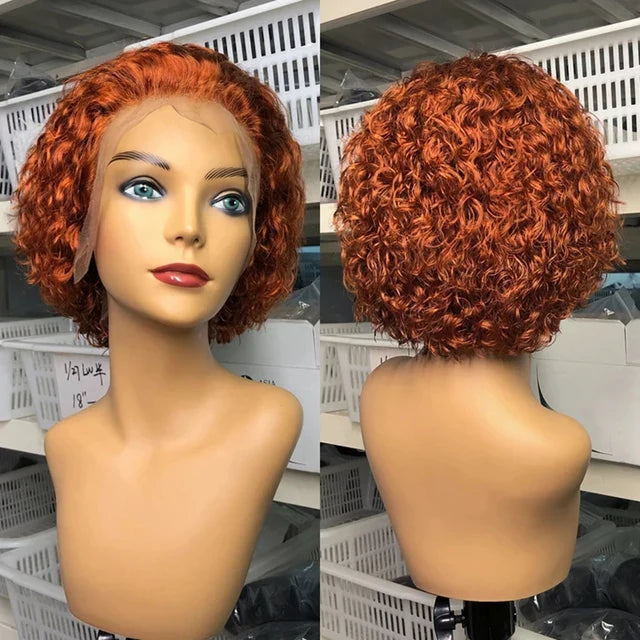 Curly Wigs Short Pixie Cut Human Hair For Women Natural Black Remy Hair 150% Density Glueless Cheap Side Part Human Wig Remy