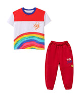 Kids Hip Hop Rainbow Striped Top Street Dance Skirts Boys Sweatshirt Joggers Pants Jazz Clothes Sets Children Girls Streetwear