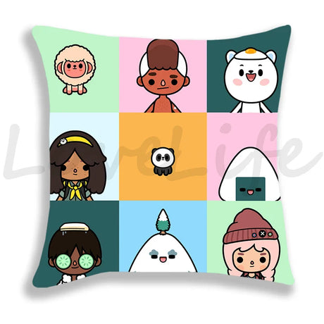 Cute Cartoon Toca Life World Pillow Case Home Decorative Pillowcases Bedroom/Sofa Cushion Covers 45*45cm Kids Anime Pillow Cover