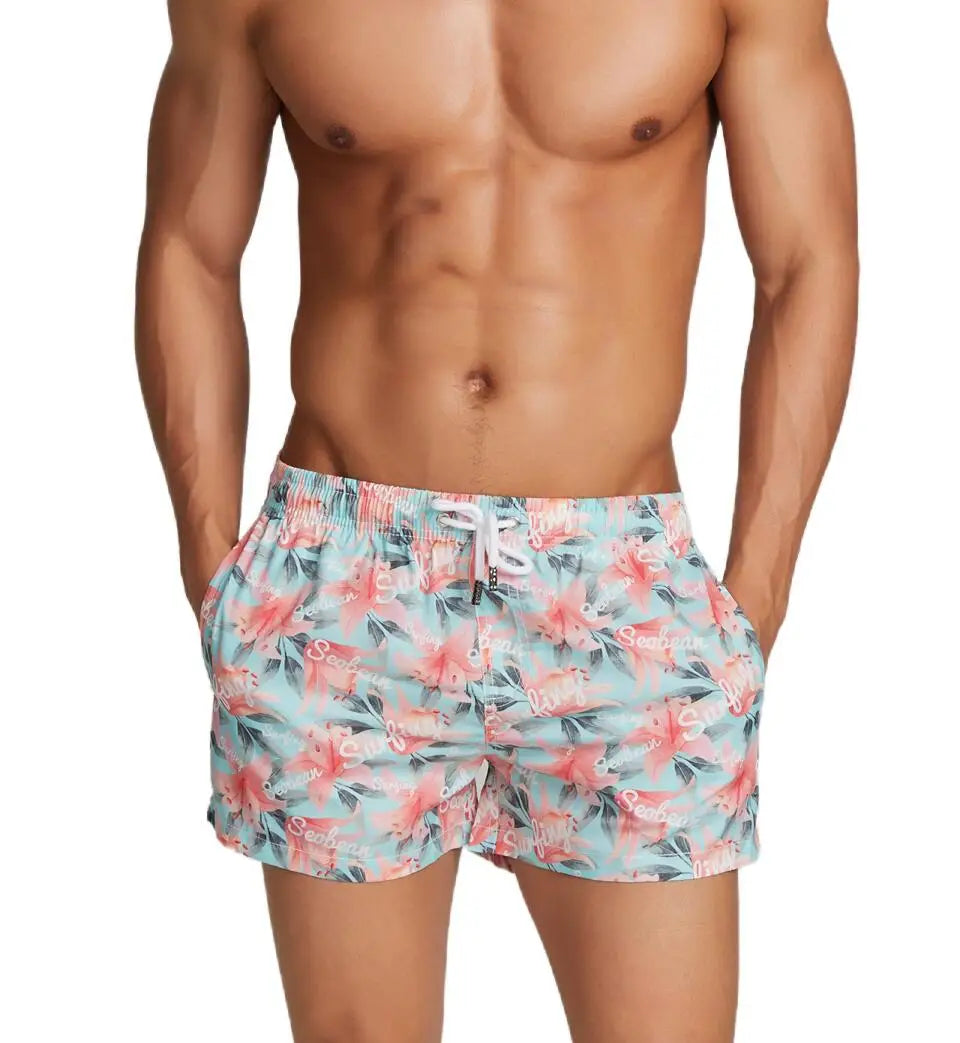 Men's Printed Board Shorts Quick Dry Beach Shorts Swim Trunks Male Bikini Swimwear Surfing Shorts Short De Bain Homme Banadore