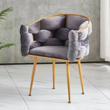 Nordic Metal Living Room Chair for Living Room Soft Upholstered Backrest Chairs Light Luxury Household Armchair for Nail Salon