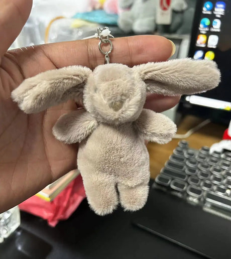 Stuffed Animals Cute Cartoon Rabbit Keychain Love Pompom Trinket Toy Girl Bag Car Keychain Mobile Phone Pendant Jewelry Gift