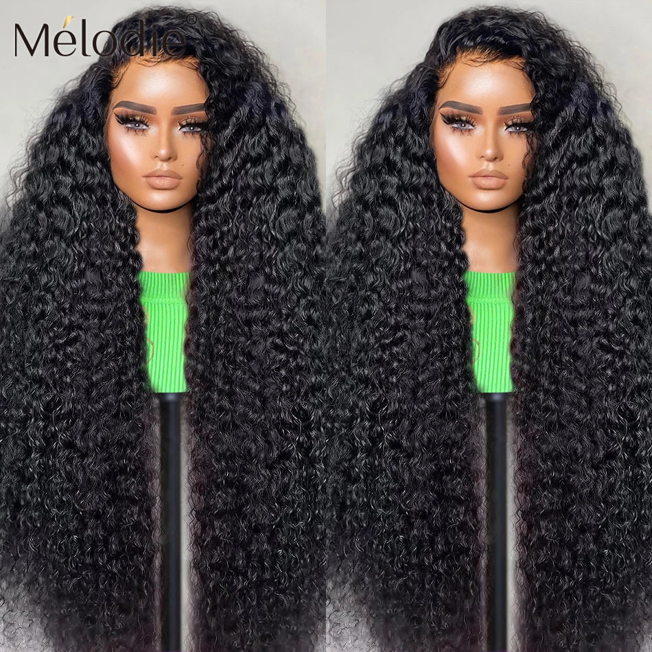 Melodie 13x6 HD Lace Frontal Wig Deep Wave 13X4 Transparent Human Hair Curly Glueless 5X5 Closure PrePluck 250 Density