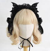 Gothic Black Bat Evil Hairpin Headband Halloween Cosplay Lace Hair Clip Girl Women Lolita Hair Accessories B2281