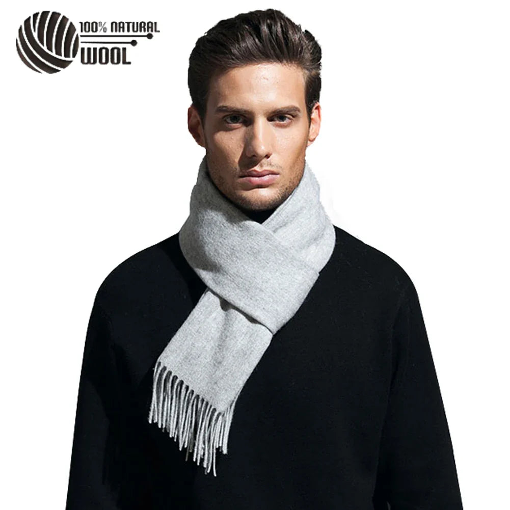 100% Wool Scarf for Men Cashmere Wool Scarf Pashmina Bandana Shawls Winter Women Wool Scarf 30*180CM