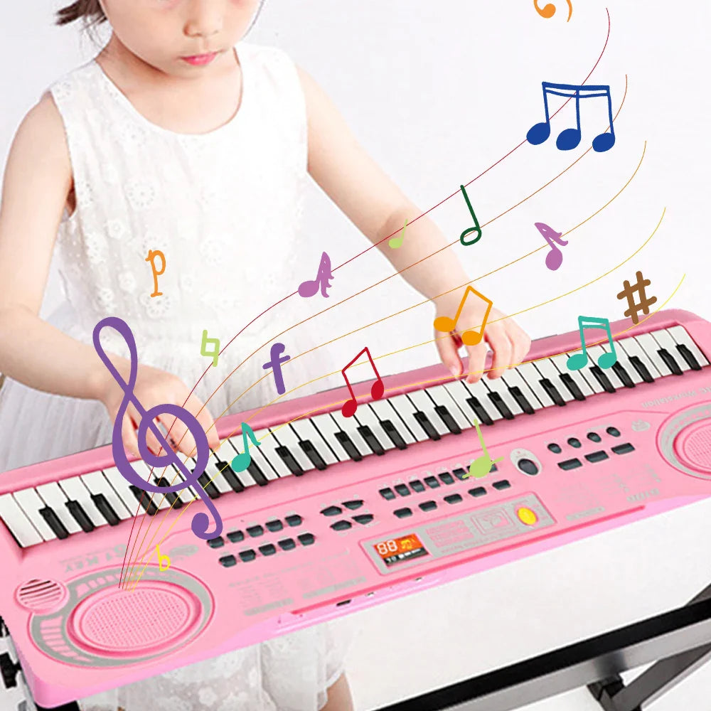 Kids Electronic Piano Keyboard Portable 61 Keys Organ with Microphone Education Toys Musical Instrument Gift for Child Beginner